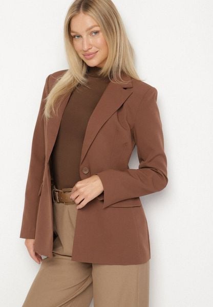 Brązowa Taliowana Marynarka VICES z Usztywnionymi Ramionami Aravita. Brązowe żakiety damskie Born2be, l, bez wzorów, z jeansu, eleganckie. Za 179.99 zł.