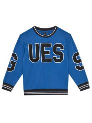 Guess Bluza L5GQ04 KA6R4 Niebieski Regular Fit. Niebieskie bluzy dla chłopców Guess, z aplikacjami, z bawełny, bez ramiączek, bez kaptura. Za 139.99 zł.
