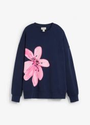 Bluza oversize. Niebieskie bluzy damskie bonprix, bez wzorów, bez kaptura. Za 37.99 zł.