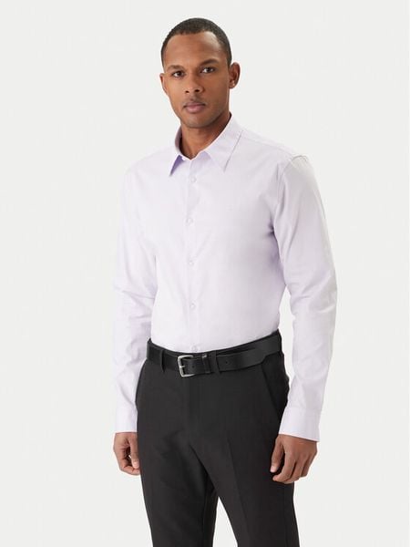 Calvin Klein Koszula LV04LB145G Różowy Slim Fit. Czerwone koszule męskie Calvin Klein, l, bez wzorów, z bawełny, biznesowe, bez kołnierzyka, bez ramiączek. Za 214.99 zł.
