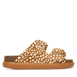 Klapki Scholl. Brązowe klapki damskie Scholl, bez wzorów, bez obcasa. Za 589.99 zł.