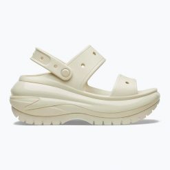 Sandały damskie Crocs Mega Crush. Białe klapki damskie Crocs, bez wzorów, bez obcasa, bez zapięcia. Za 249.99 zł.