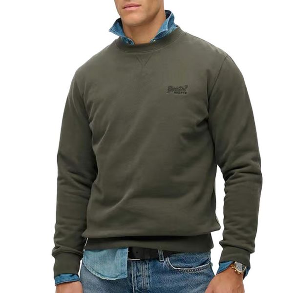 Bluza z logo pod szyją Superdry Essential. Zielone bluzy męskie Superdry., m, bez wzorów, z bawełny, bez kaptura. Za 306.30 zł.