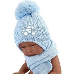 Czapka niemowlęca z szalikiem CZ+S 004D niebieska. Czapki dla dzieci marki Reserved. Za 40.78 zł.