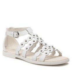 Sandały Geox. Białe sandały dziewczęce Geox, bez zapięcia. Za 179.99 zł.