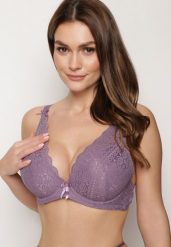 Fioletowy Biustonosz Push Up z Koronką Pelotia. Fioletowe biustonosze Born2be, bez wzorów, z koronki. Za 39.99 zł.