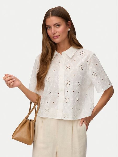 Vero Moda Koszula Eliza 10342754 Biały Regular Fit. Białe bluzki damskie Vero Moda, m, bez wzorów, z bawełny, bez kołnierzyka, bez ramiączek. Za 159.99 zł.