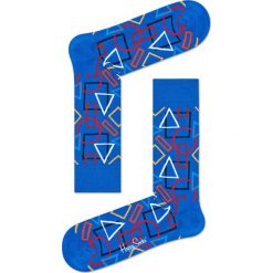 Happy Socks - Skarpety Geometric. Niebieskie skarpety męskie Happy Socks, z bawełny. W wyprzedaży za 29.90 zł.
