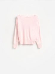 Sweter z wełną - pastelowy róż. Czerwone swetry damskie Reserved, l, bez wzorów, z dzianiny, bez kołnierzyka, bez ramiączek, bez kaptura. Za 179.99 zł.