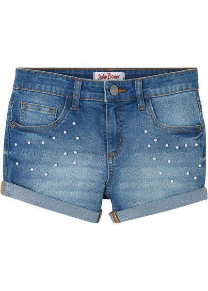 Szorty jeansowe, średni stan. Niebieskie jeansy dla dziewczynek bonprix, z jeansu, eleganckie. Za 99.99 zł.