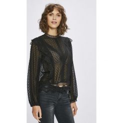 Answear - Bluzka. Czarne bluzki damskie ANSWEAR, z koronki, casualowe, ze stójką. W wyprzedaży za 89.90 zł.