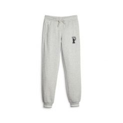 Spodnie Córka Puma Squad szary. Szare spodnie materiałowe damskie Puma, bez wzorów, z bawełny. Za 135.45 zł.