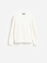 Sweter z dodatkiem modalu - biały. Białe swetry przez głowę męskie Reserved, l, bez wzorów, z bawełny, bez kołnierzyka. Za 139.99 zł.