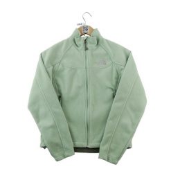 Second life - Damska kurtka polarowa WindWall zielona - Jak nowy. Zielone kurtki sportowe damskie The North Face, l, bez wzorów, z materiału, bez kaptura, outdoorowe. Za 207.36 zł.