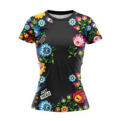 Koszulka do biegania damska Och Czarny Folk krótki rękaw. Czarne koszulki sportowe damskie JUST HERO, bez wzorów, sportowe, bez kołnierzyka. Za 99.00 zł.