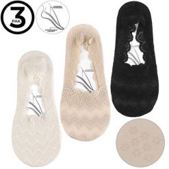 Eleganckie Stopki Damskie Z Koronką Moraj Mix Kolor 3 Pary. Brązowe skarpety damskie Moraj, bez wzorów, z koronki. Za 29.99 zł.
