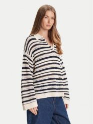 Tommy Hilfiger Sweter WW0WW46524 Beżowy Relaxed Fit. Brązowe swetry damskie Tommy Hilfiger, xl, bez wzorów, z bawełny, bez kołnierzyka, bez ramiączek, bez kaptura. Za 599.99 zł.