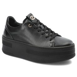 Czarne Sneakersy Carinii Modne Obuwie Damskie. Czarne półbuty damskie Carinii, bez wzorów, z materiału, biznesowe, bez obcasa, bez zapięcia. Za 679.00 zł.