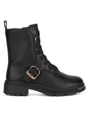 MEXX Trzewiki MI001712643W Czarny. Czarne botki damskie Mexx, z materiału, bez obcasa, na płaskiej podeszwie, bez zapięcia. Za 359.99 zł.