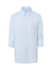 Marie Lund bluzka lniana Kobiety len niebieski, 38. Niebieskie bluzki damskie Marie Lund, bez wzorów, ze lnu, eleganckie, bez kołnierzyka, bez ramiączek. Za 249.95 zł.