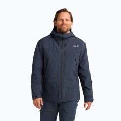 Kurtka narciarska męska Jack Wolfskin Flowline Pro 2L Ins. Niebieskie kurtki męskie Jack Wolfskin, l, bez wzorów, bez kaptura, narciarskie. Za 1,129.00 zł.