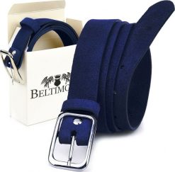 Beltimore BELTIMORE damski pasek skórzany granatowy pudełko A90. Niebieskie paski damskie Beltimore, bez wzorów. Za 47.99 zł.