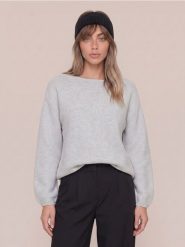 Sweter chunky z szerokimi rękawami - szary. Szare swetry damskie Sinsay, l, bez wzorów, bez kołnierzyka, bez ramiączek, bez kaptura. Za 59.99 zł.