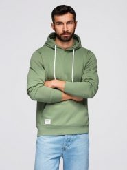 Bluza męska dresowa BASIC kangurka z kapturem - zielona V3 B1674 XL. Zielone bluzy męskie Ombre, m, bez wzorów, z dresówki, z kapturem. Za 236.00 zł.