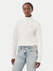 Tommy Jeans Bluza Flag DW0DW23535 Biały Slim Fit. Białe bluzy damskie Tommy Jeans, s, bez wzorów, z bawełny, bez kaptura. Za 369.99 zł.