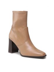 Jenny Fairy Botki LS5618-01 Beżowy. Brązowe botki damskie Jenny Fairy, ze skóry, bez obcasa, na słupku, bez zapięcia. Za 89.99 zł.