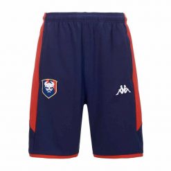 Szorty SM Caen Alozip 7 2023/24. Czerwone krótkie spodenki sportowe męskie Kappa, bez wzorów, do piłki nożnej. W wyprzedaży za 174.05 zł.