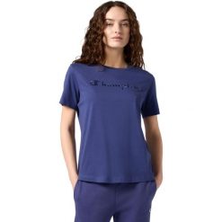 Koszulka damska Champion SS Tee 118382. Niebieskie koszulki sportowe damskie Champion, bez wzorów, bez kołnierzyka, bez ramiączek. Za 85.00 zł.