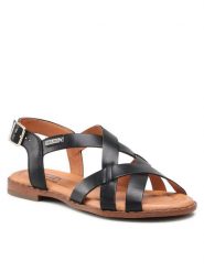 Pikolinos Sandały W0X-0556ST Czarny. Czarne klapki damskie Pikolinos, bez wzorów, ze skóry, bez obcasa, na płaskiej podeszwie, bez zapięcia. Za 269.99 zł.