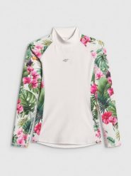 4F Top do pływania z nadrukiem damski - multikolor M. Brązowe koszulki sportowe damskie 4f, m, bez wzorów, z materiału, bez kołnierzyka. Za 149.99 zł.