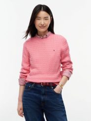 Tommy Hilfiger bluzka z dzianiny Kobiety Bawełna różowy, XL. Czerwone bluzki damskie Tommy Hilfiger, xl, bez wzorów, z bawełny, klasyczne, bez kołnierzyka, bez ramiączek. Za 529.95 zł.