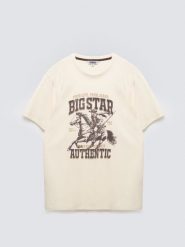 Koszulka męska z linii Authentic z nadrukiem perłowa Patter 103. Białe t-shirty męskie Big Star, l, bez wzorów, z dzianiny, klasyczne, bez kołnierzyka. Za 99.99 zł.