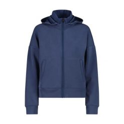 Damska satynowa modalna rozpinana bluza CMP. Niebieskie bluzy damskie CMP, xs, bez wzorów, prążkowane, bez kaptura. Za 342.50 zł.