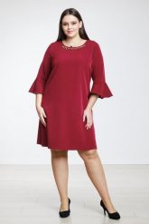 Bordowa trapezowa sukienka Elena XXL OVERSIZE. Czerwone sukienki damskie Moda Size Plus Iwanek, na imprezę, s, bez wzorów, z materiału, eleganckie, bez kołnierzyka, bez ramiączek, midi, oversize. Za 259.90 zł.