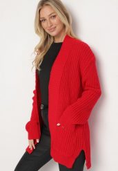 Czerwony Kardigan Niezapinany ze Splotem w Warkocze Pariga. Czerwone kardigany damskie Born2be, m, bez wzorów, ze splotem, eleganckie, bez kołnierzyka, bez ramiączek, długie, bez kaptura. Za 59.99 zł.