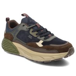 Granatowe Sneakersy Jeep Modne Obuwie Męskie. Niebieskie półbuty na co dzień męskie Jeep, z materiału, bez zapięcia. Za 349.00 zł.