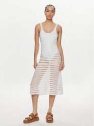 Calvin Klein Swimwear Sukienka plażowa KW0KW02464 Biały Regular Fit. Białe sukienki damskie Calvin Klein Swimwear, na plażę, xl, bez wzorów, z wiskozy, bez kołnierzyka, bez ramiączek. Za 399.99 zł.