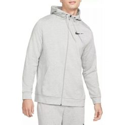 Bluza Męska Rozpinana z Kapturem Nike Dri-FIT Full Zip. Szare bluzy męskie Nike, m, bez wzorów, z kapturem. Za 276.30 zł.