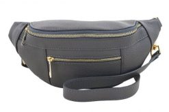 Damska torebka nerka skórzana z kieszenią - Szara ciemna. Szare torebki shopper damskie Barberinis, bez wzorów, ze skóry, eleganckie, przez ramię, małe, bez dodatków. Za 187.99 zł.