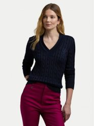 Lauren Ralph Lauren Sweter 200888795008 Granatowy Regular Fit. Niebieskie swetry damskie Lauren Ralph Lauren, s, bez wzorów, z bawełny, bez kołnierzyka, bez ramiączek, bez kaptura. Za 859.99 zł.