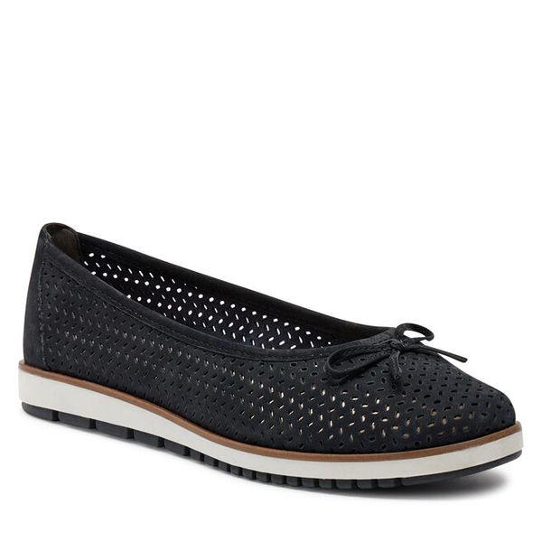 Baleriny Tamaris. Niebieskie baleriny damskie Tamaris, bez wzorów, bez obcasa. Za 260.99 zł.
