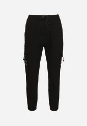 Czarne Spodnie z Bawełną o Fasonie Cargo ze Sznurkiem w Talii Lotilie. Czarne spodnie materiałowe męskie Born2be, m, bez wzorów, z bawełny, eleganckie. Za 54.99 zł.