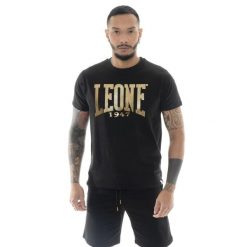 Koszulka z bawełna na co dzień na siłownię. Czarne buty sportowe męskie LEONE 1947 APPAREL, bez wzorów, z bawełny, na fitness i siłownię. W wyprzedaży za 82.10 zł.