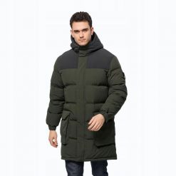 KURTKA MĘSKA ZIMOWA Jack Wolfskin ALEX LONG DOWN JKT M 1207251_4018 (S. Zielone kurtki męskie Jack Wolfskin, na zimę, m, bez wzorów, z dresówki, trekkingowe. Za 1,399.00 zł.