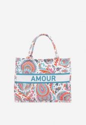 Pomarańczowa Prostokątna Torebka Typu Shopper Zdobiona Ornamentalnym Wzorem Alirielle. Brązowe torebki shopper damskie Renee, z aplikacjami, z jeansu, biznesowe, zdobione, bez dodatków. Za 49.99 zł.