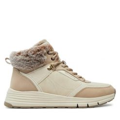 Trzewiki Tamaris. Brązowe botki damskie Tamaris, bez obcasa, na płaskiej podeszwie, bez zapięcia. Za 259.99 zł.